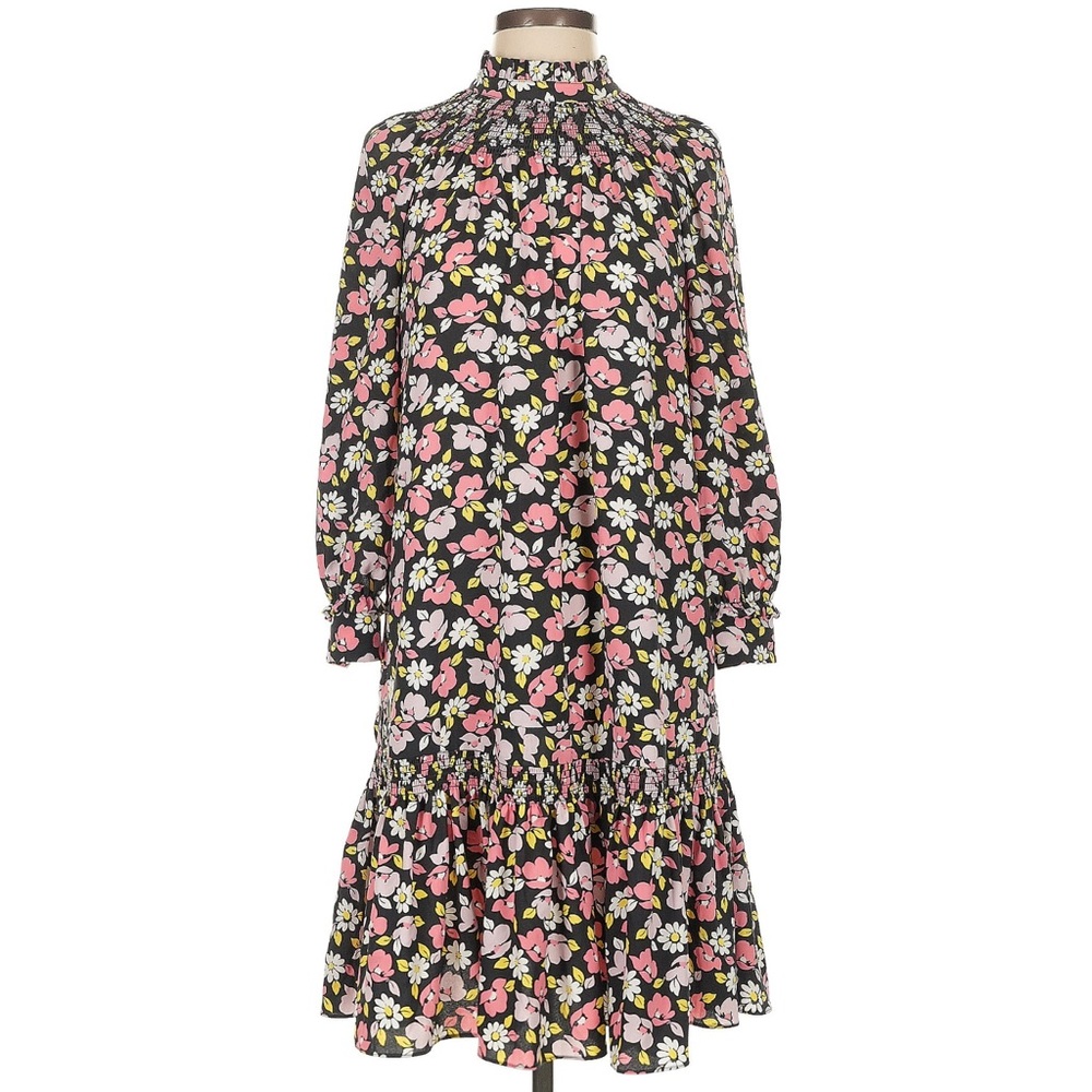 Kate Spade New York Black Floral Print Ruffle Dress – Size S